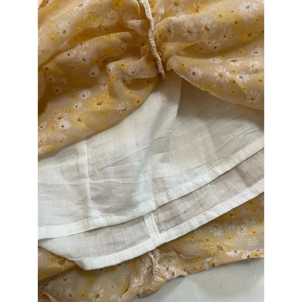 New Free People Tea Yellow Floral Tessa Dress Size M